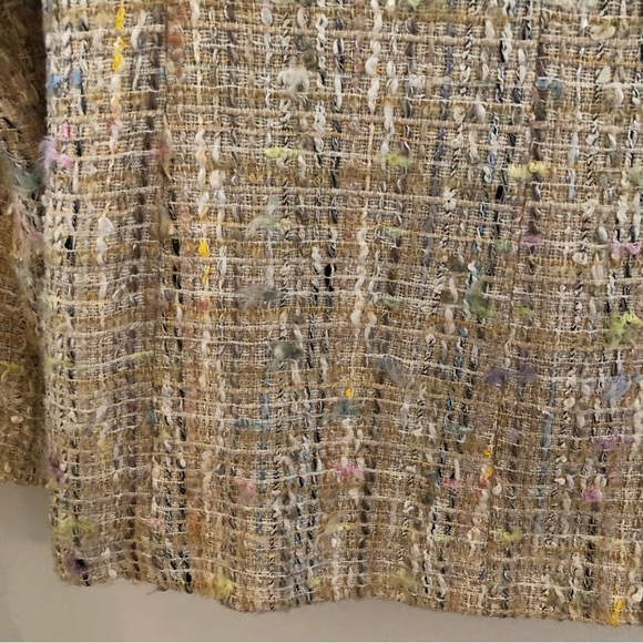 Vintage Alma Italy Tan & Pastel Tweed Power Blazer 90s Shoulder Pads 44 M - Picture 11 of 12